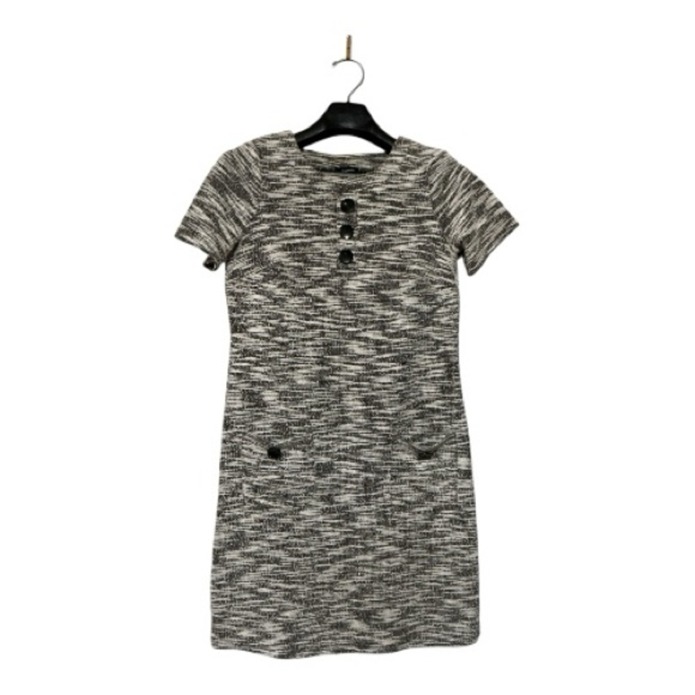 Tacera Black and White Textured Mini Dress